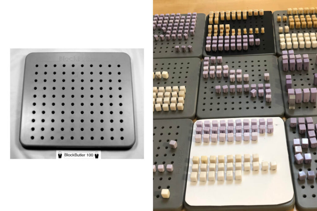 BlockButler CAD/CAM block storage system with restorative blocks